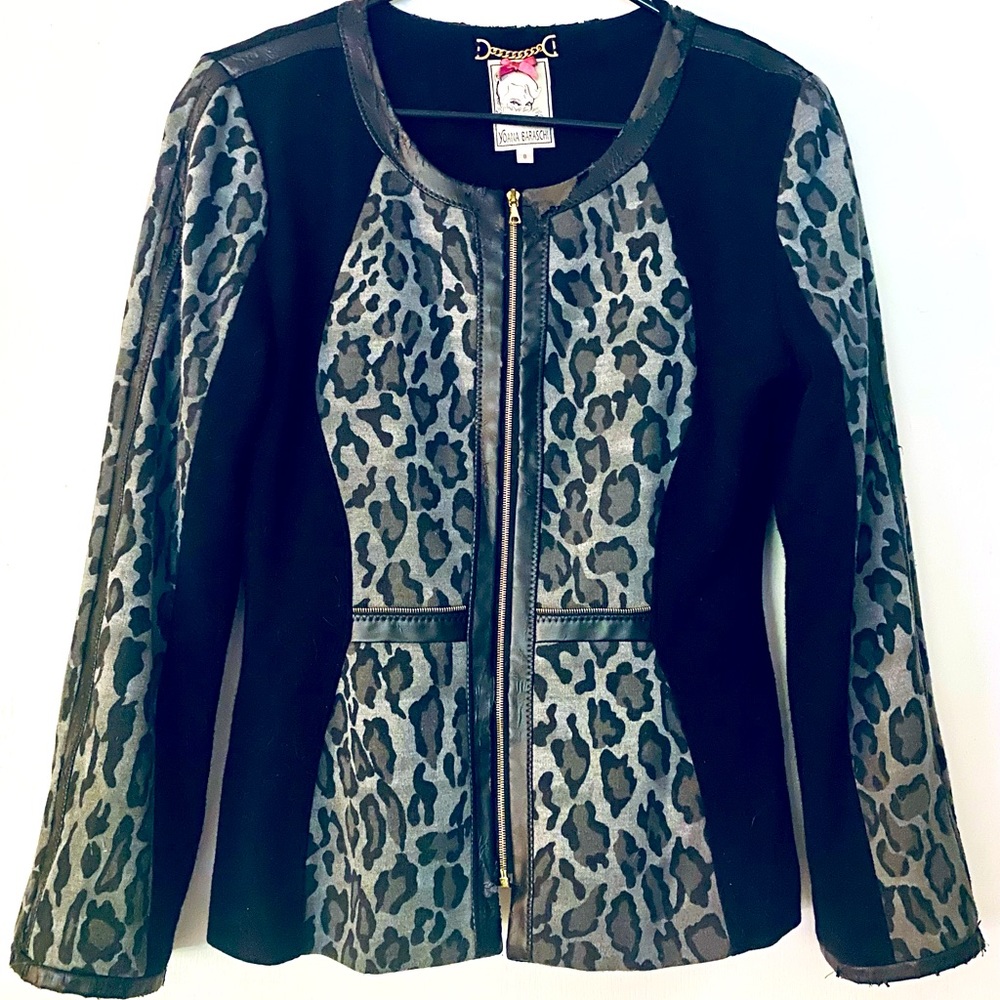 Size 8 Yoana Baraschi women’s black and leopard print jacket